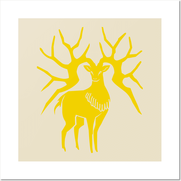 Golden Deer Wall Art by SJBTees